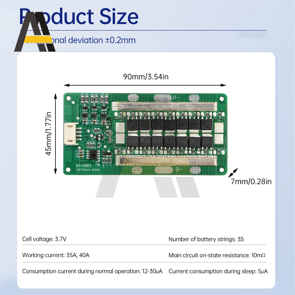 

3S 12.6V Lithium Iron Phosphate Battery Protect Plate Inverter Polymer Battery Protection Plate Same Port with Equalizer 35A/40A