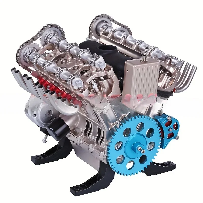 For DUKE BEAR HOME Teching V8 Mechanical Metal Assembly DIY Car Engine Model Kit 500+Pcs Educational Experiment Toy