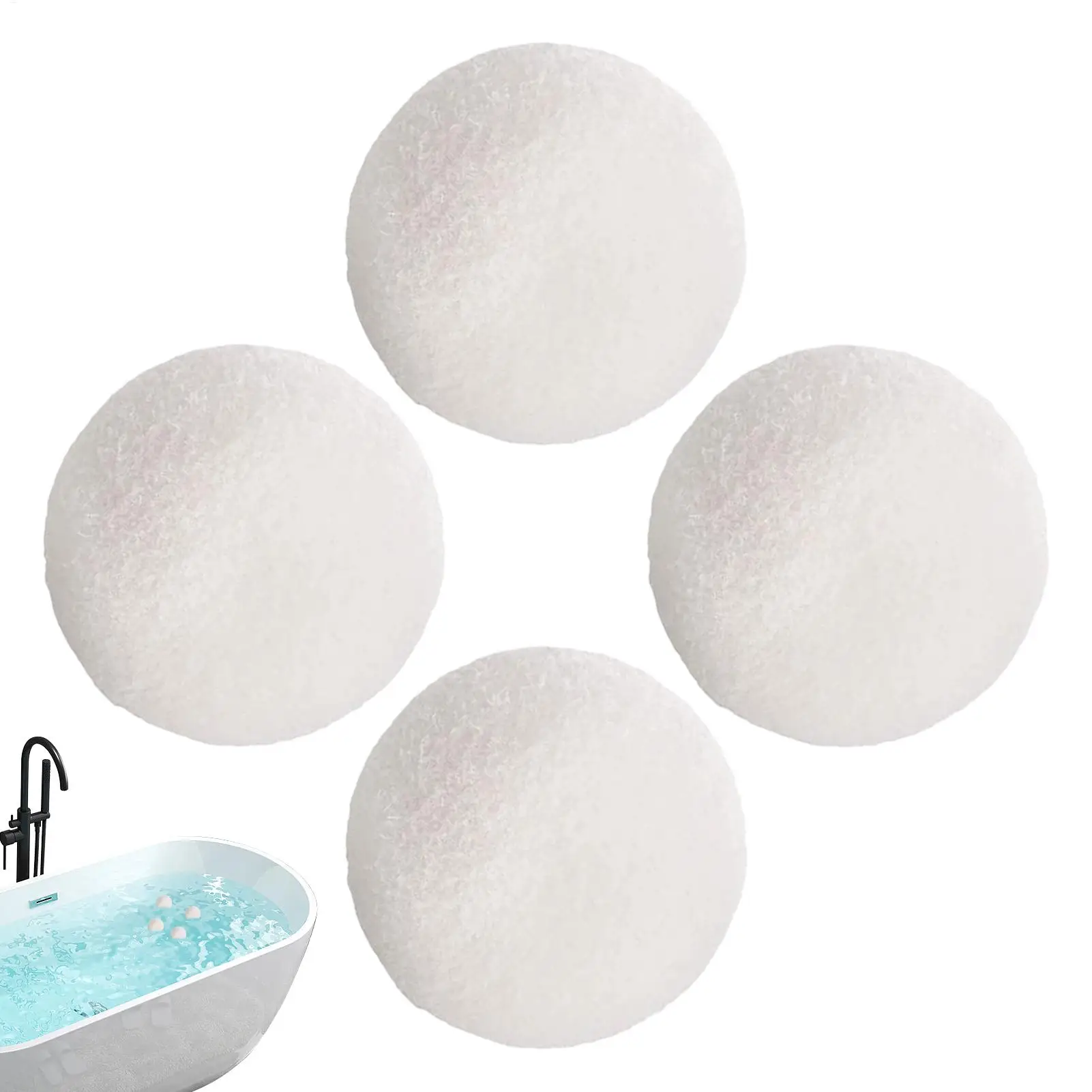 Scum Sponge Hot Tub 4pcs Reusable Oil Absorbing Ball 7.5cm Pool Spa Bathtub Clear Water Cleaner Bathroom Floating Absorber White