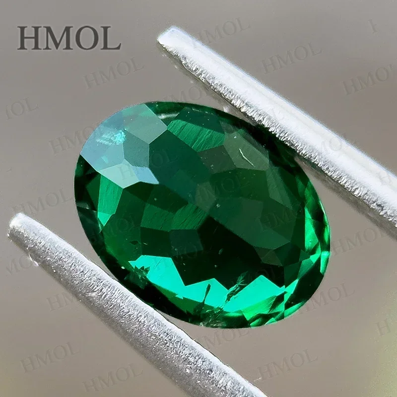 Lab Grown Zambian Emerald Oval Shape Green Color Charms Hand Cut Rings With Cracks Inclusions Inside Selectable AGL Certificate