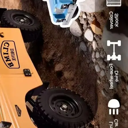 

RC Crawler 1:10 4WD Off-Road Truck Dual Speed 380 Motor 19g Servo LED Lights Opening Doors Long Range Remote Control