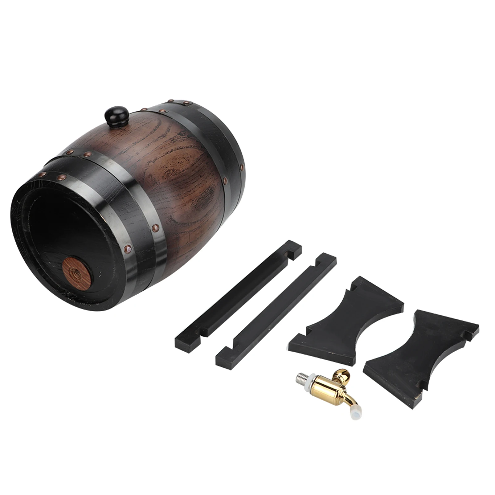 

3L Vintage Striped Black Oak Red Wine Barrel Keg Bucket Container with Faucet for Brandy Whisky Wine Container Wood Wine Barrel