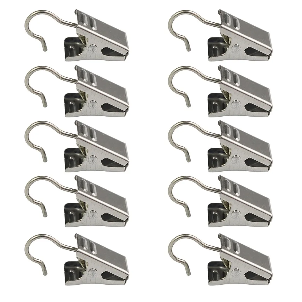 

100Pcs Stainless Steel Window Curtain Clips Opening/Closed Mouth Hanging Drapery Crocodile Clip Fixed Small