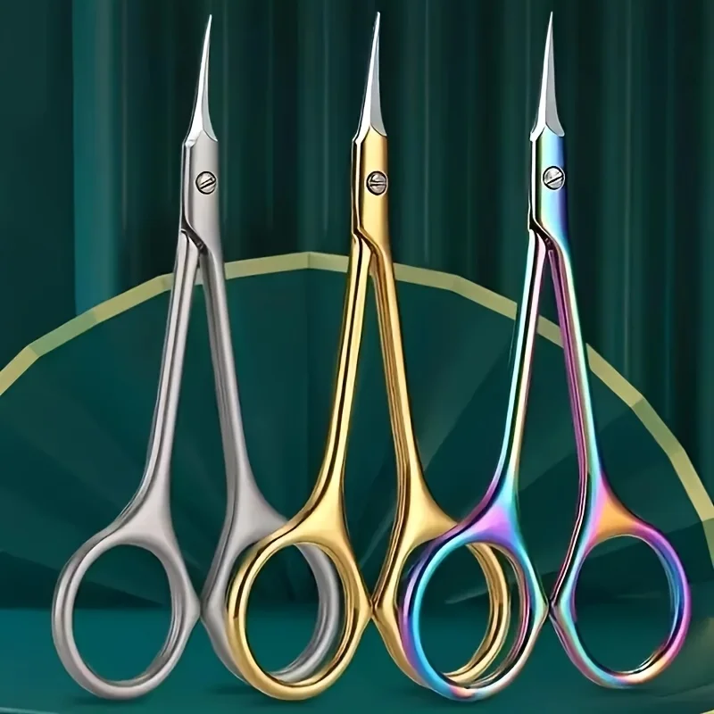 Precision Dead Skin Removal Scissors Super Sharp Curved Blades, Ambidextrous Stainless Steel Handles Ideal for Brows