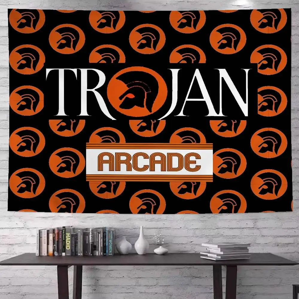 Trojan Records Logo Cartoon Tapestry Bohemian Wall Tapestries Mandala Wall Hanging Sheets