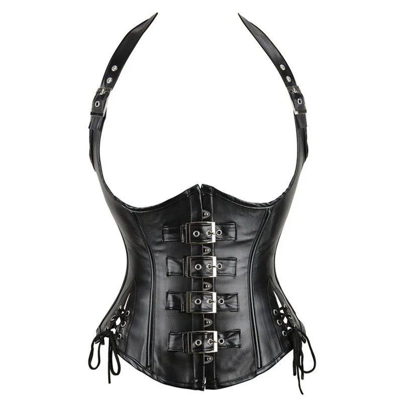 Gothic Rock Steampunk Tight Corset Shapewear  Leather Waistband Waistband Waistband Vest