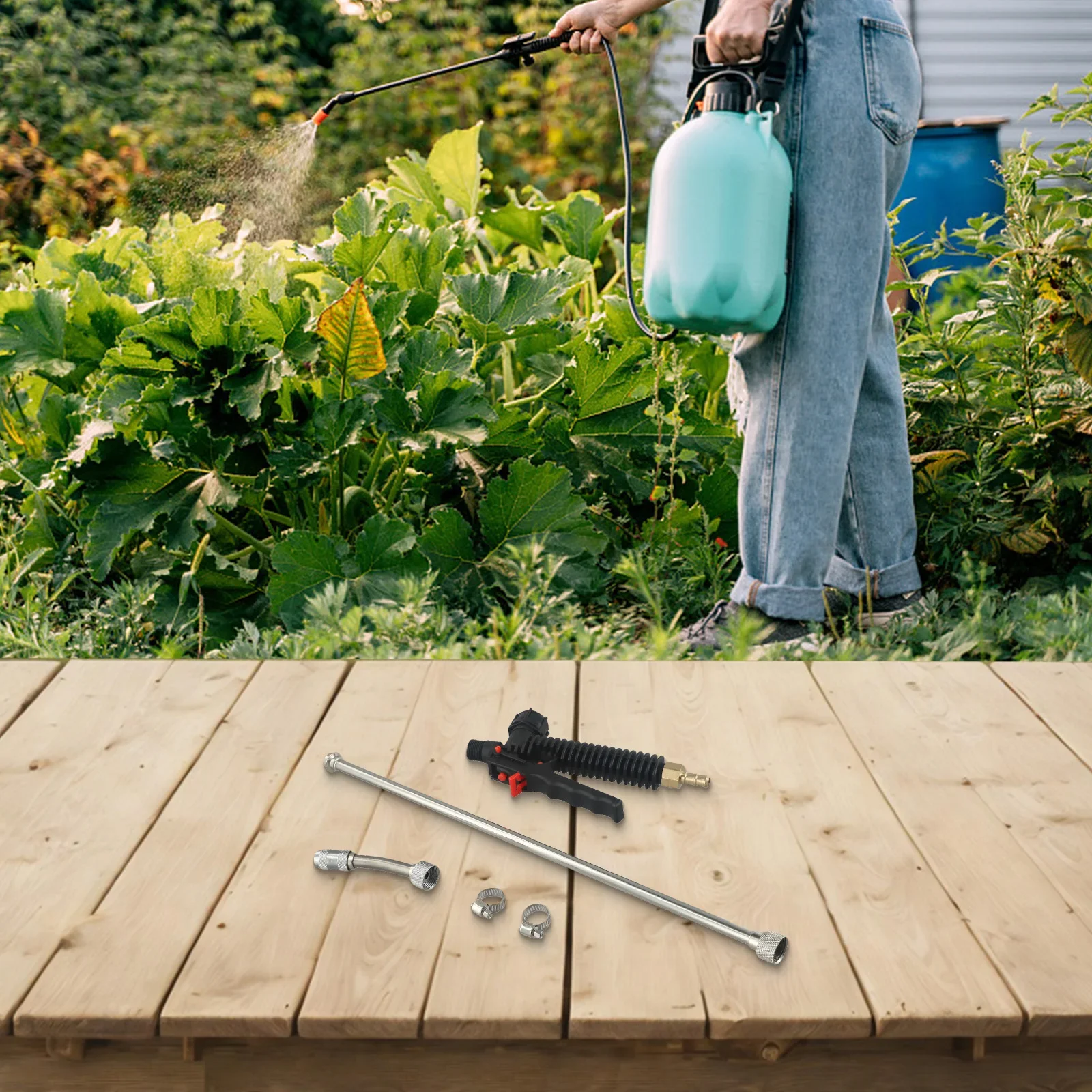 

72cm 28.34inch High Pressure Sprayer Wand Lockable Hand Lever Stainless Steel Tube Comfortable Grip Continuous Work