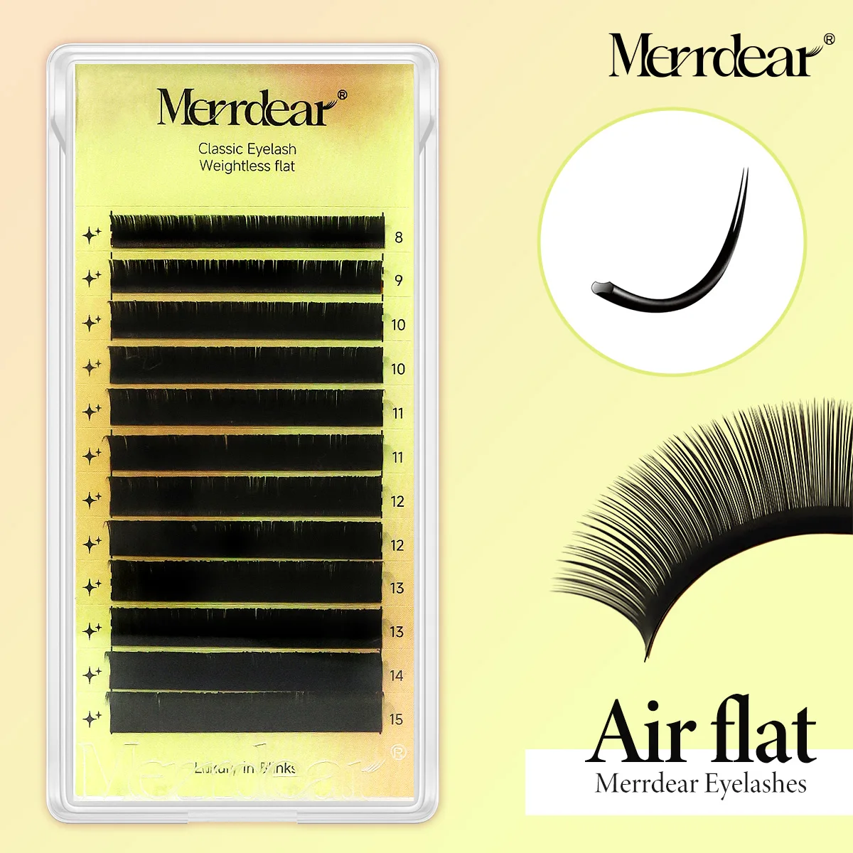 Merrdear Ellipse Flat Eyelash Extensions Individual Flat Lash Split Tips Super Softer Gray-black Eyelash Classic False Supplies