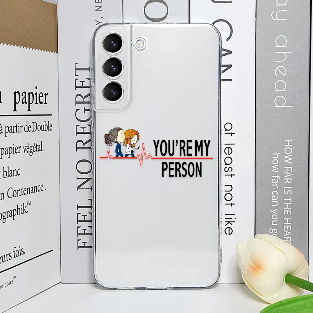 Cartoon Greys Anatomy You Are My Person Clear Phone Case for Samsung Galaxy S24 S23 Ultra S22 Plus S21 FE S20 Soft Covers Fundas