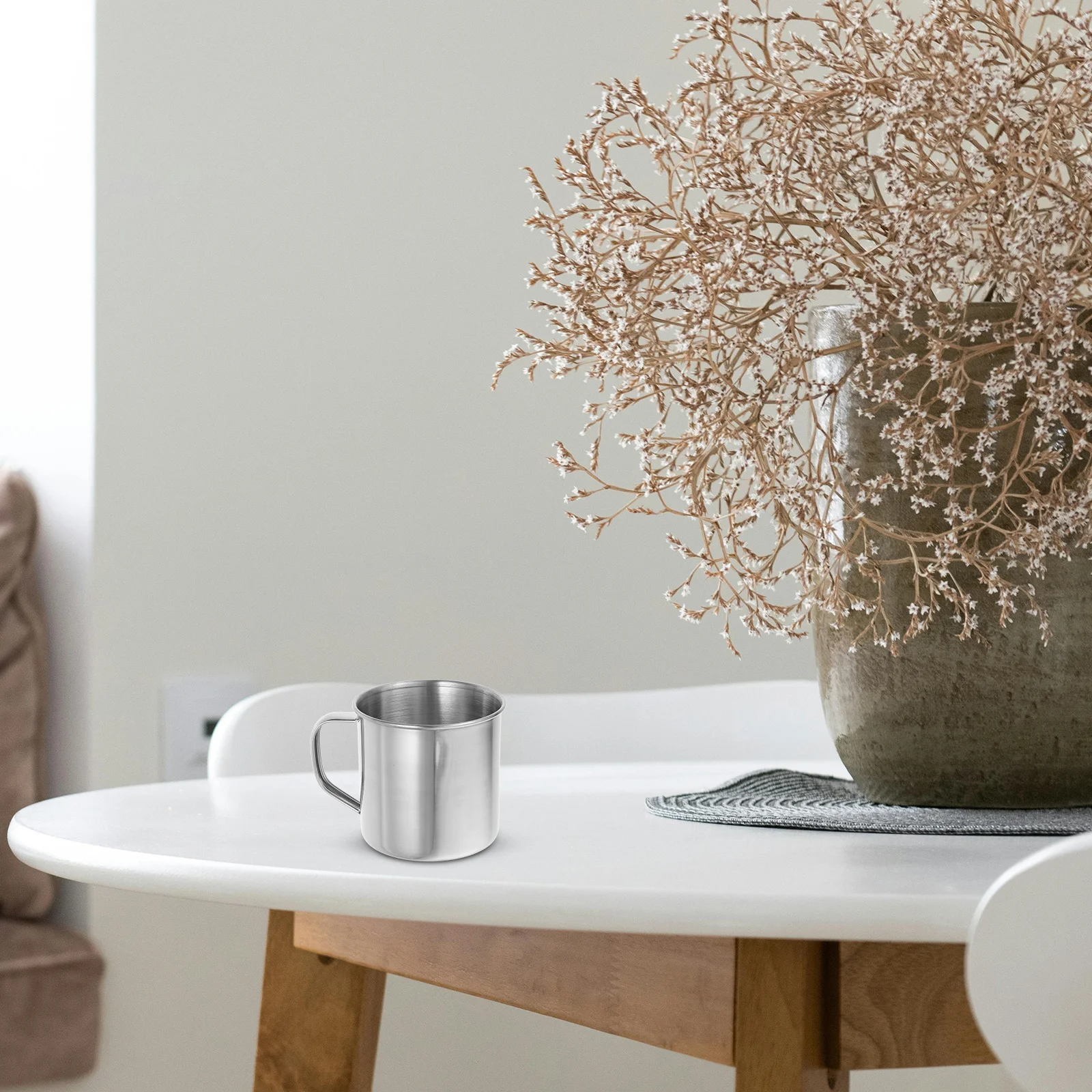 

4Pcs Stainless Steel Mug Set 304 Metal Tumbler with Handle for Hot Coffee Cold Drinks Camping Trip Backpacking Portable Drinking