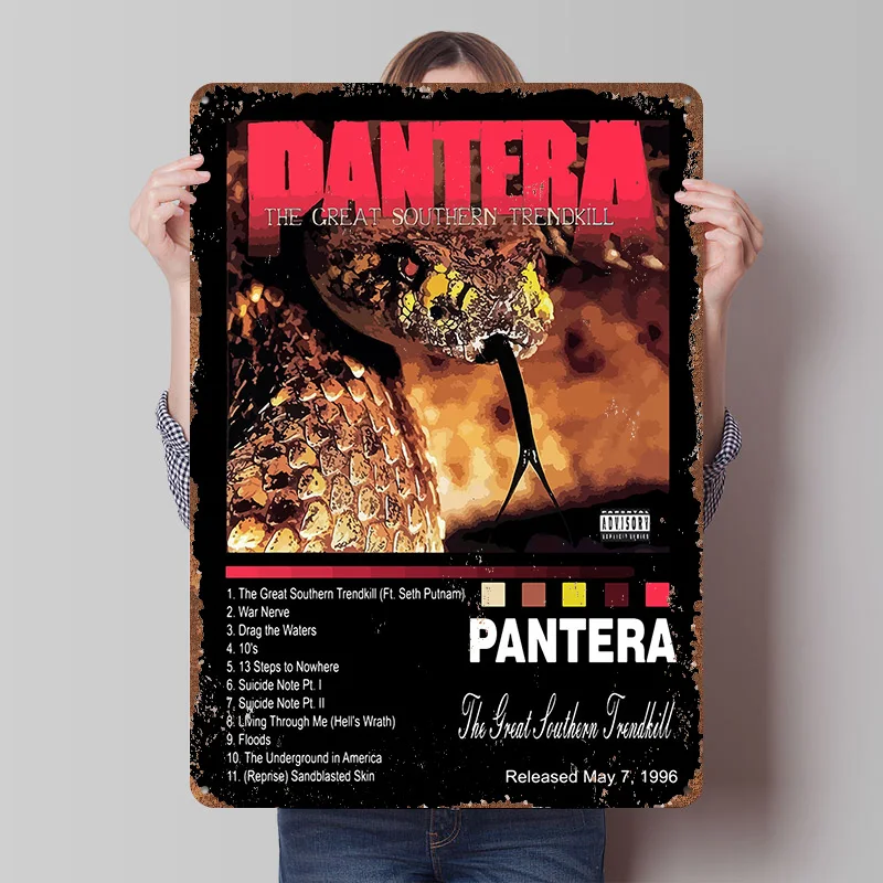 Pantera - The Great Southern Trendkill Metal Poster Customized Wall Art Retro Vintage Tinplate Signs for Gaming Decoration Room