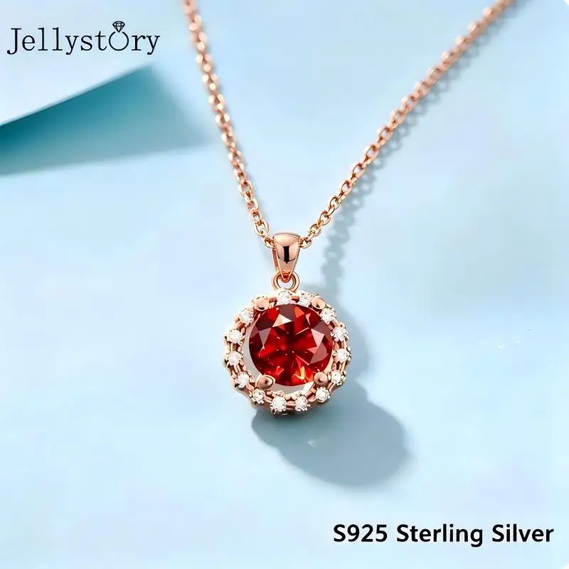 Jellystory 1 Carat Moissanite Daisy Collarbone Chain, 925 Silver Flower Pendant, Sparkling Gift Choice for Her Special Day