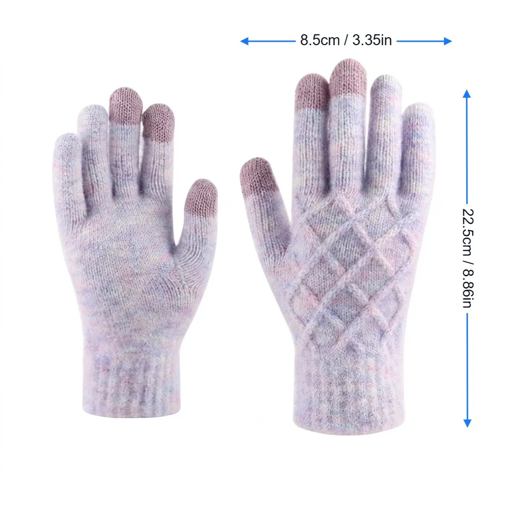Knit Gloves Warm Winter-Ready for Men Women Wool Blend Thermal Touchscreen Cable Knit Handwear for Outdoor Work Cycling