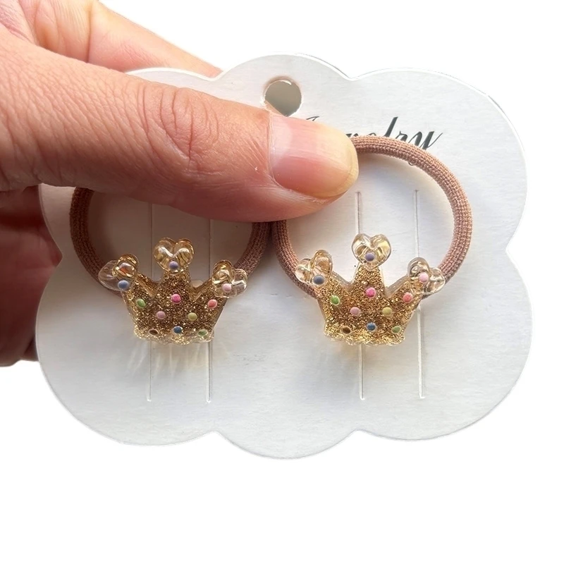 2PCS New Shining Gold Girls Elastic Hair Bands Hair Accessories Children Hair Ties Baby Lovely Headwear