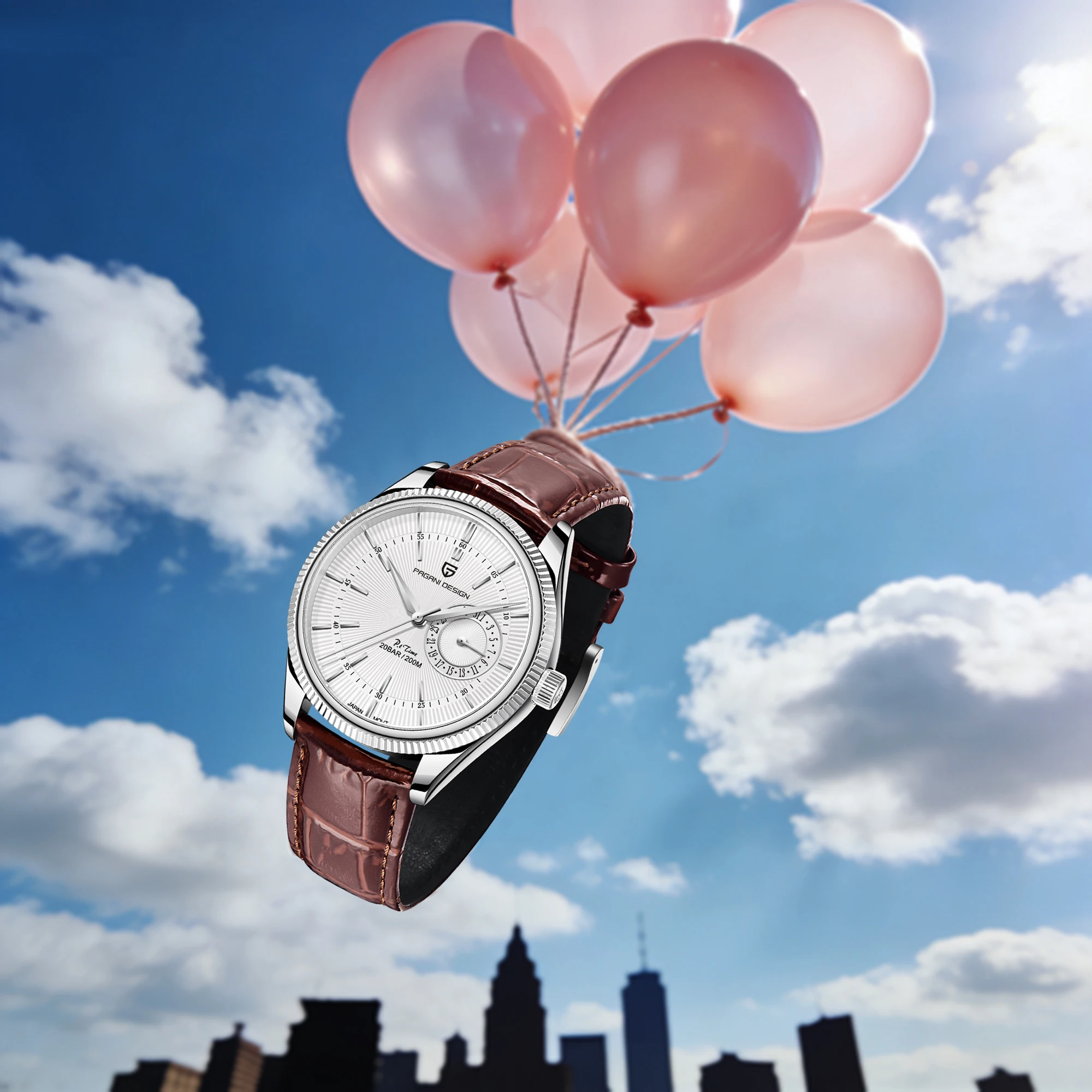 

Мужские кварцевые часы PAGANI DESIGN Uninhibited в ретро-стиле с изысканным водонепроницаемым сапфировым стеклом и кожаным ремешком, с автоматическим отображением даты