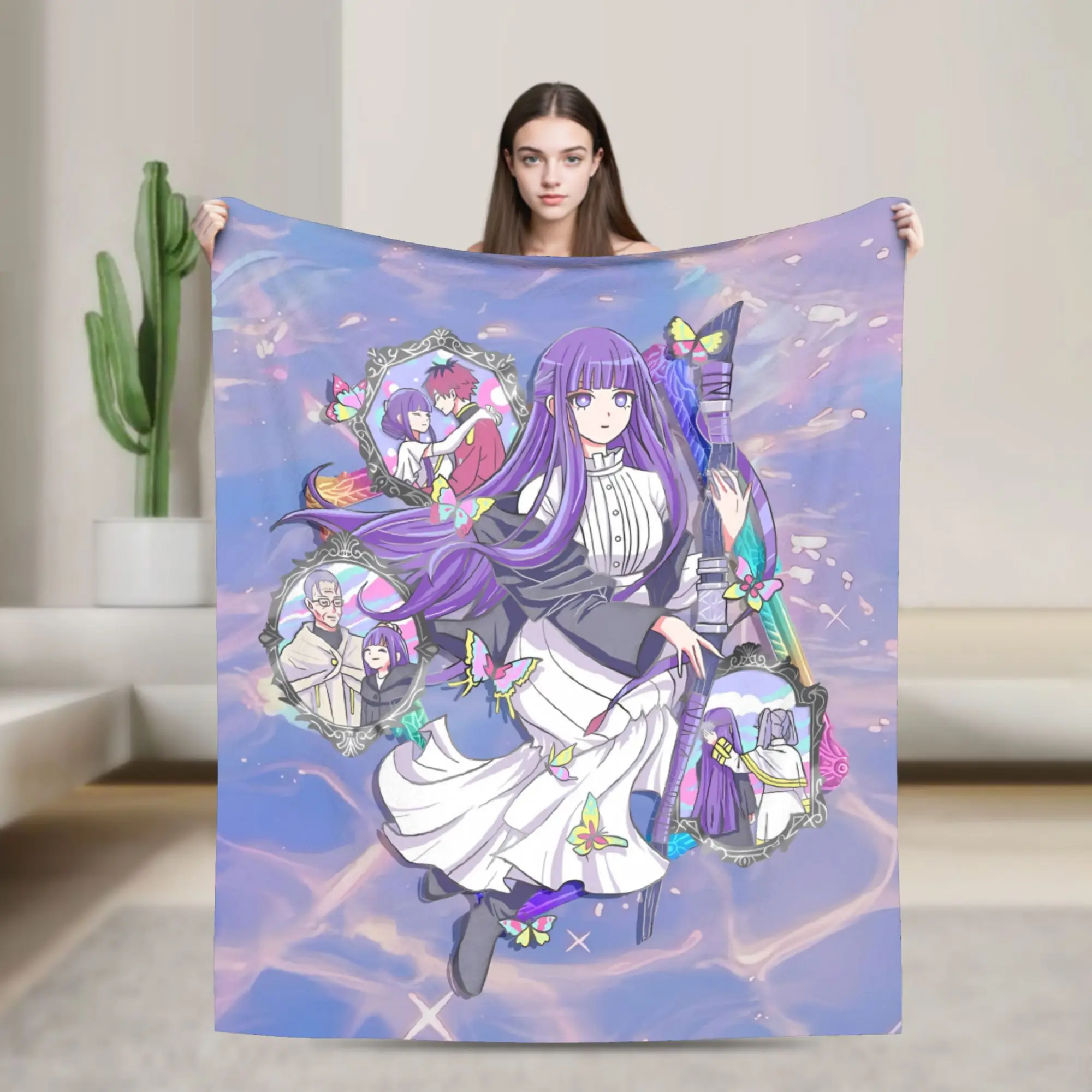 Anime Frierens Beyonds Journey's End Blanket  Warm Soft Plush Bedding Throws For Boy Girl Bedroom Flannel Bedspread Bed Cover
