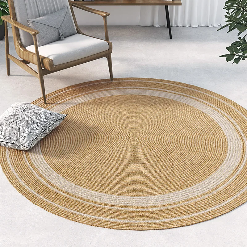 Living Room Carpet Home Decoration Natural Jute Hand Woven Bedroom Rug Fashion Minimalism Wear-resistant Durable Breathable Mat