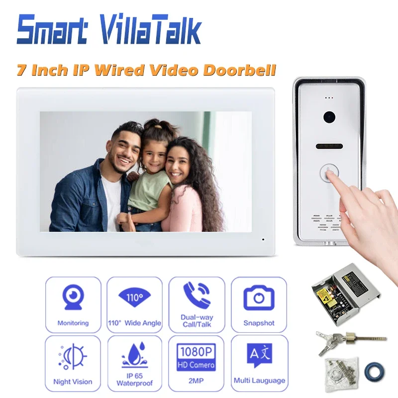 

Discount connect 8 security zone support max 128G SD memory card wireless doorbell with camera 2 families monitor wired with