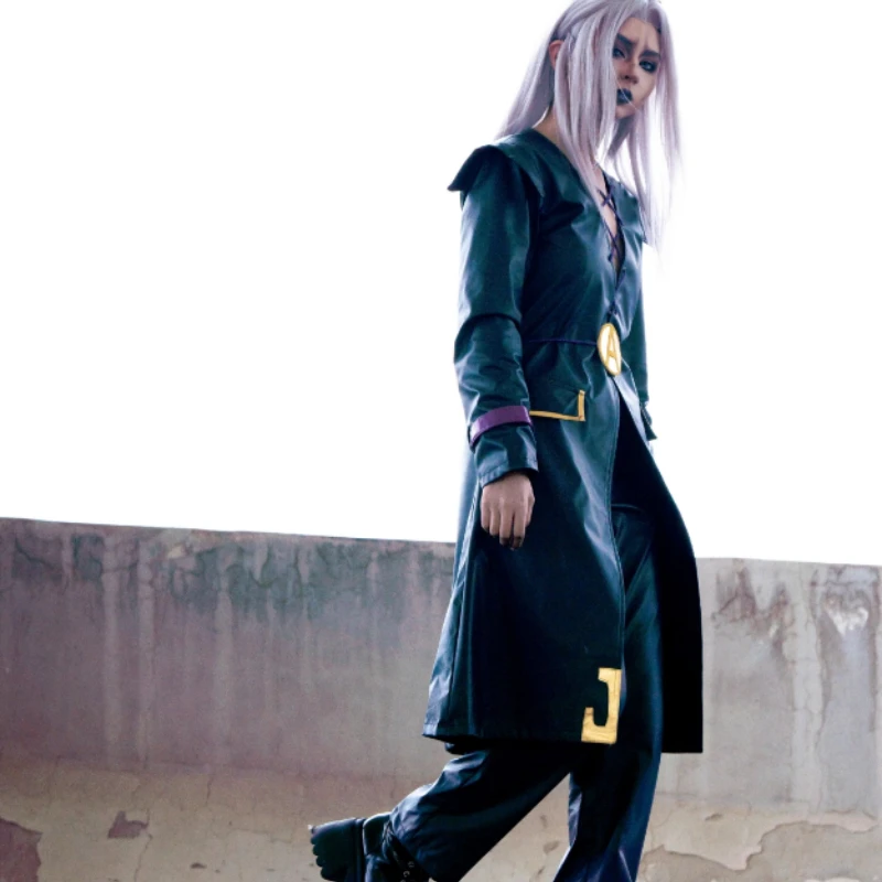 Moody Blues User Abbacchio Cosplay Costume JoJo Part 5 Wool Blend Blazer Leather Suspenders Cufflinks Set For Men Halloween view 3