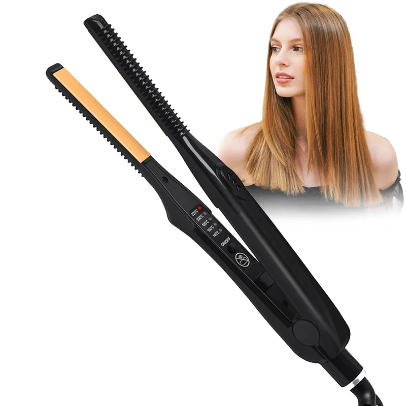 

2 in 1 Hair Straightener Curler Small Flat Iron Ceramic Hair Crimper Corrugation Short Hair Straightening Curling Styling Tool