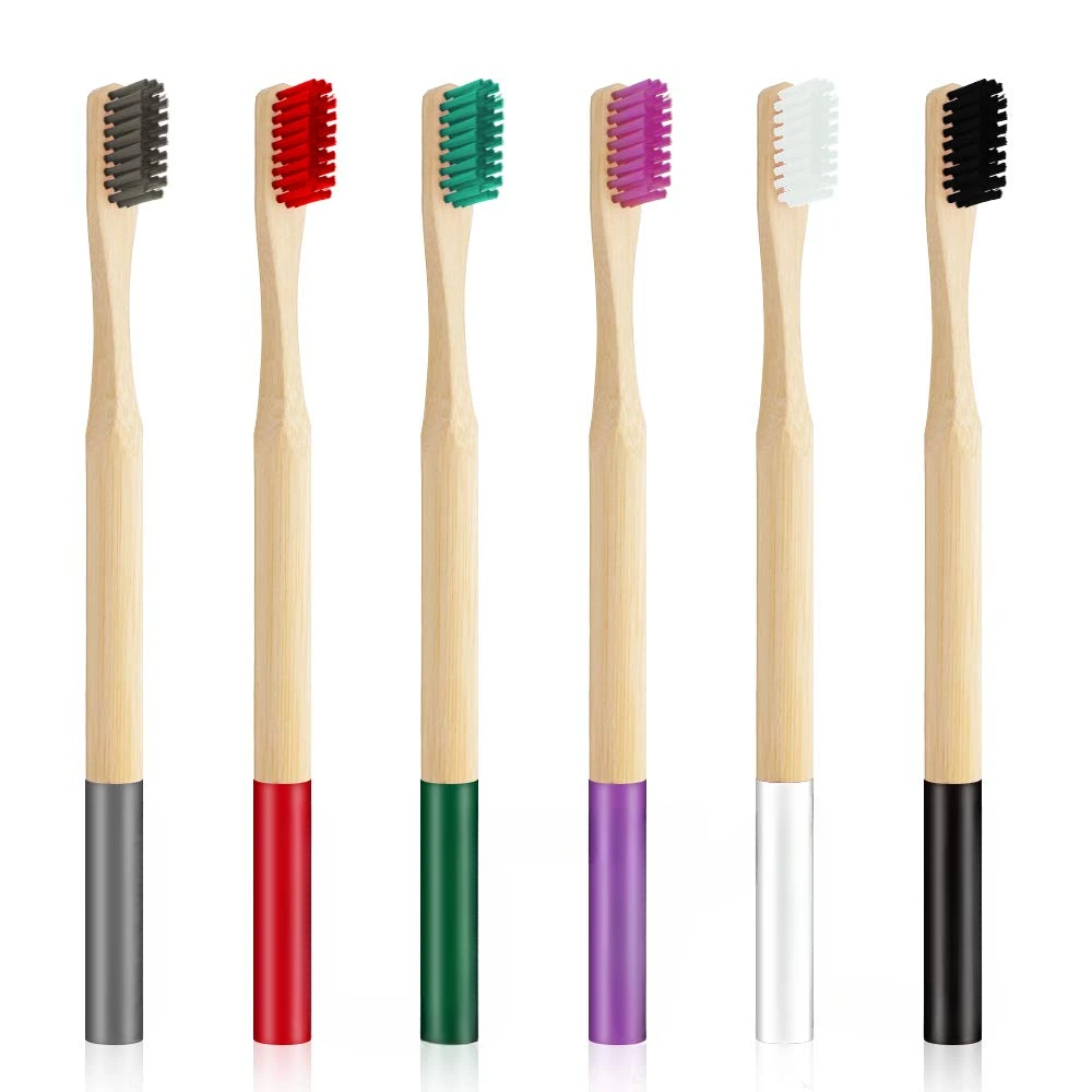 6 biodegradable bamboo toothbrushes, the best travel wood toothbrush set for sensitive gums