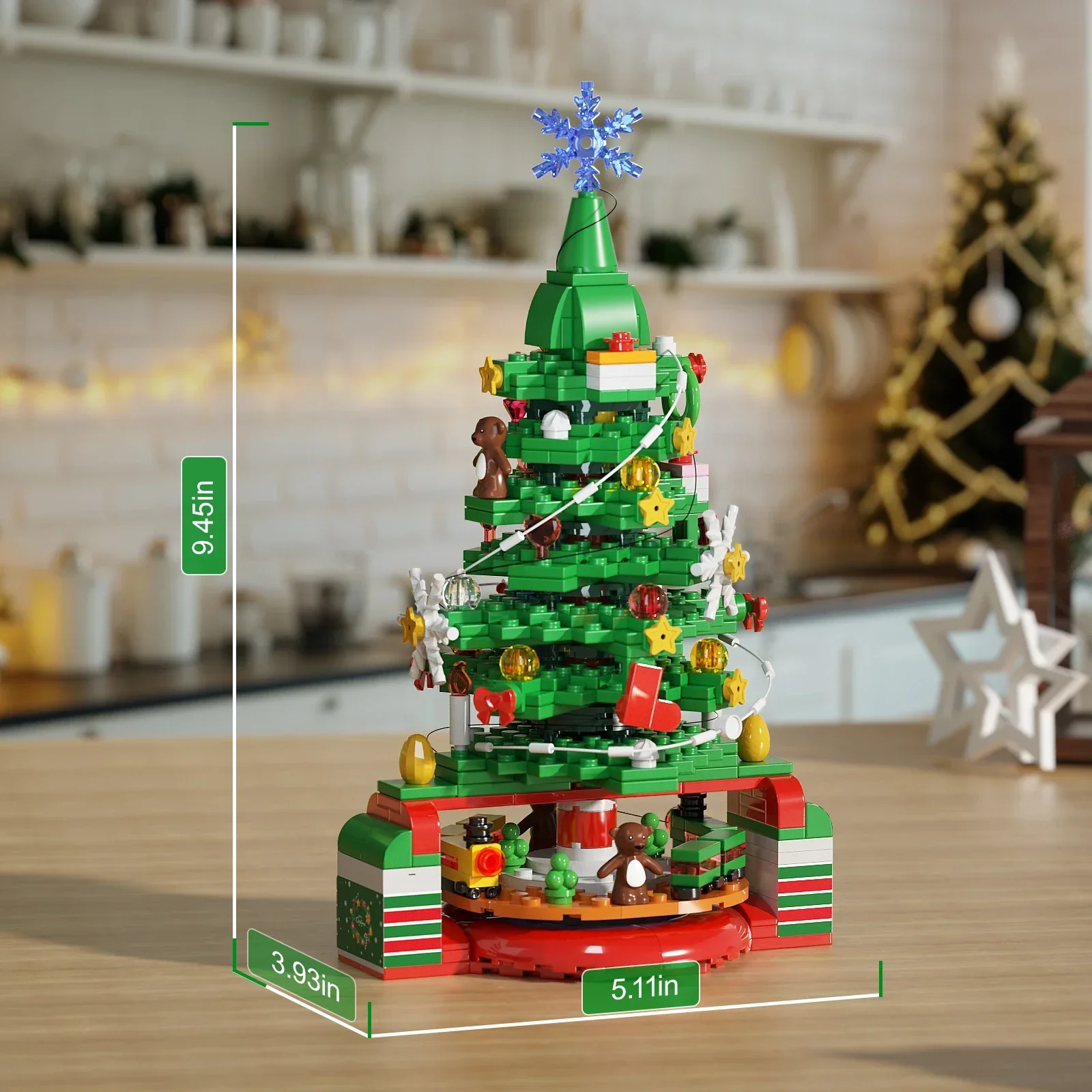 MOC Christmas Tree With Lights Building Blocks Set Penguin Snowman Gingerbread House Decorate Model DIY Kids Puzzle Toys Gift