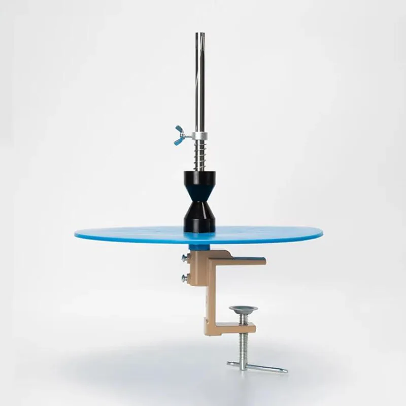 Reel holder for fishing line, cotton and enameled wire - metal damped tension adjustment with built-in bearings