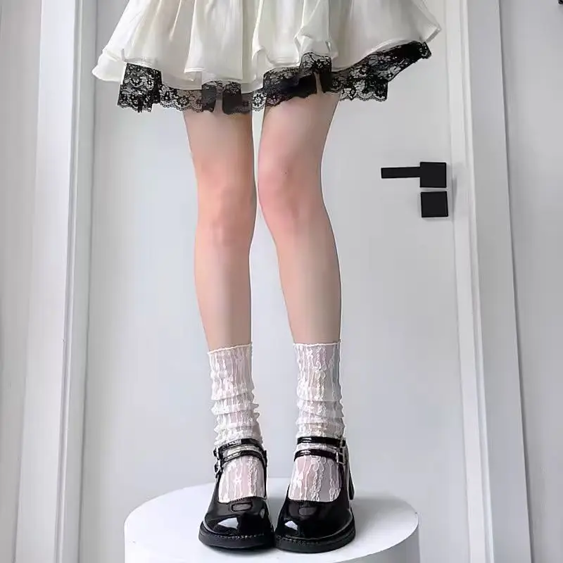 Mädchenmode, Sommer, ausgehöhlt, weich, frisch, Spitze, Blumenmuster, schicke Socken für Damen, atmungsaktives Netz, dünn, Dropship