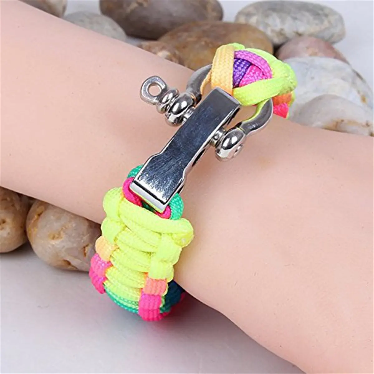 SALE AA63 10 Sets Metal Bow Shackle,Alloy Umbrella Rope Buckle, Adjustable D Buckle Umbrella Rope Bracelet Buckle Silver