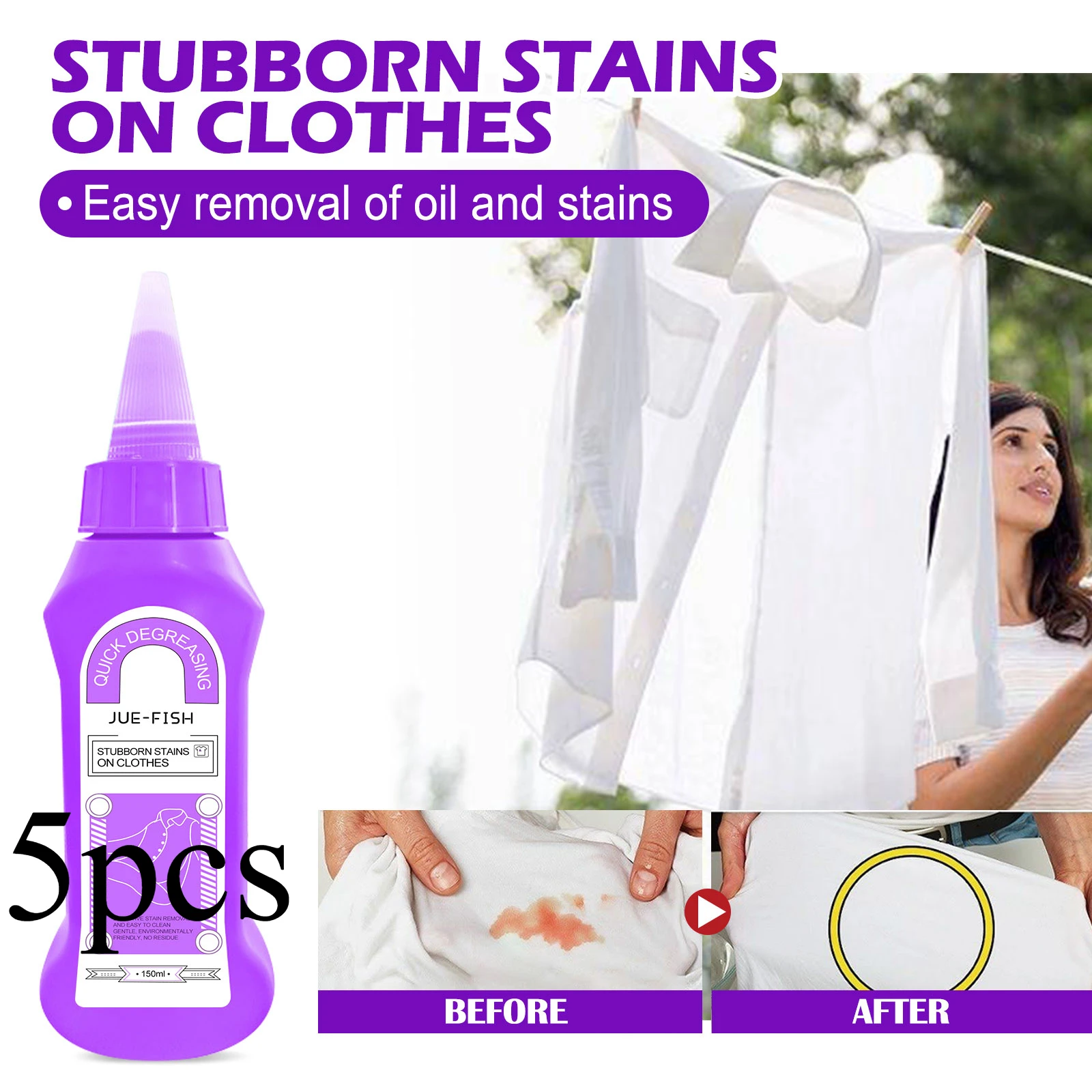 5pcs Clothes Oil Stain Remover Dust Cleaner Cleaning Spray Non-toxic Stain Remover Effective Oil Stain Removal For Fabric Cloth