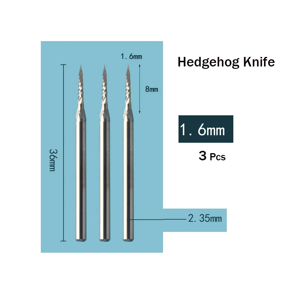 3Pcs tungsten steel triangular blade sharp knife carving machine triangular blade 2.35 triangular needle ivory milling machine c