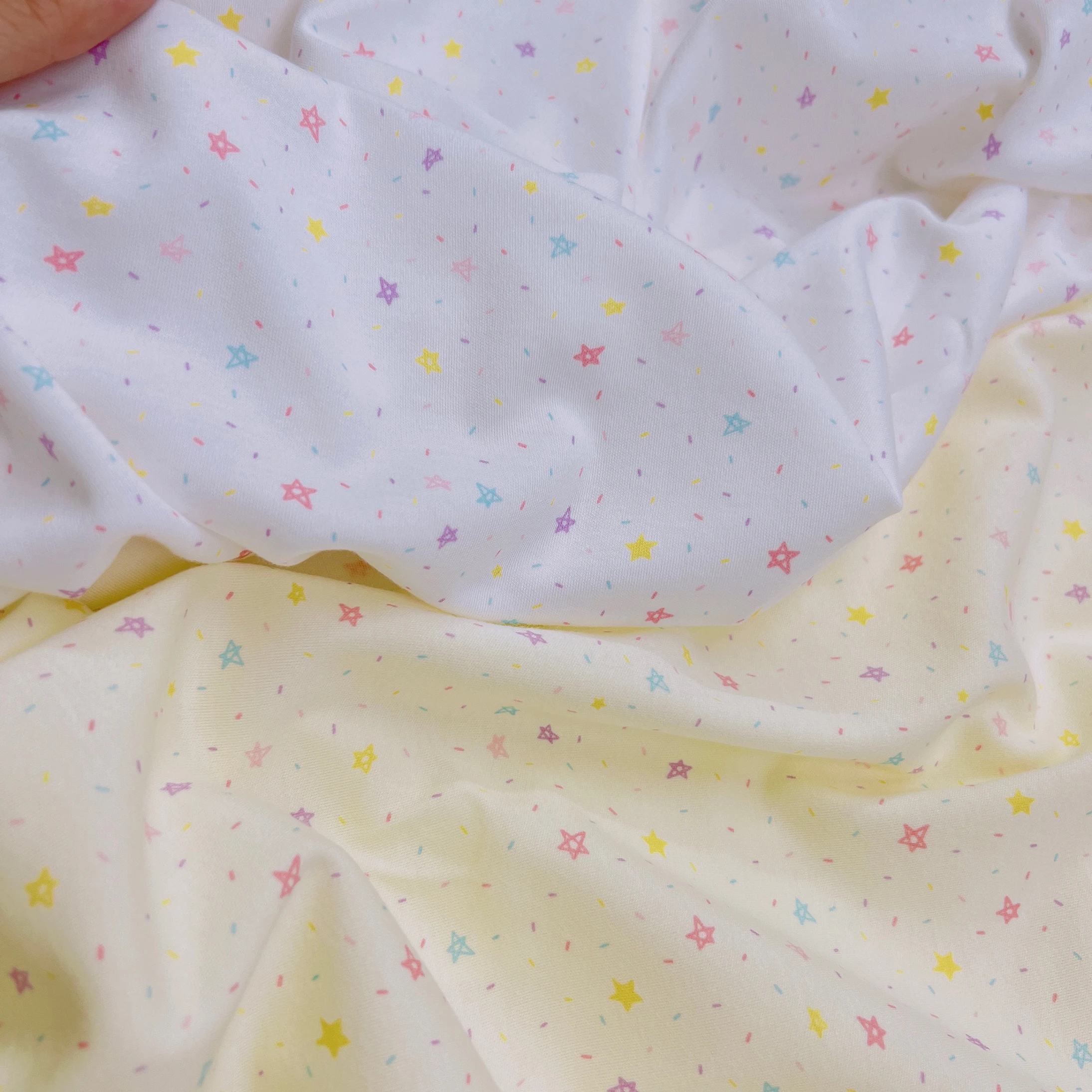 

676 Чистый хлопок класса А, трикотажное полотно Candy Star для детской одежды, эластичный материал для рукоделия, цена за метр, домашняя губчатая подкладка