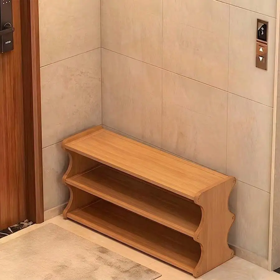 A [Bamboo Shoe Rack] Christmas Gift Bamboo Shoe Rack | Wood Grain Veneer Shoe Storage Rack, Easy To Assemble, Space-Saving, Suit