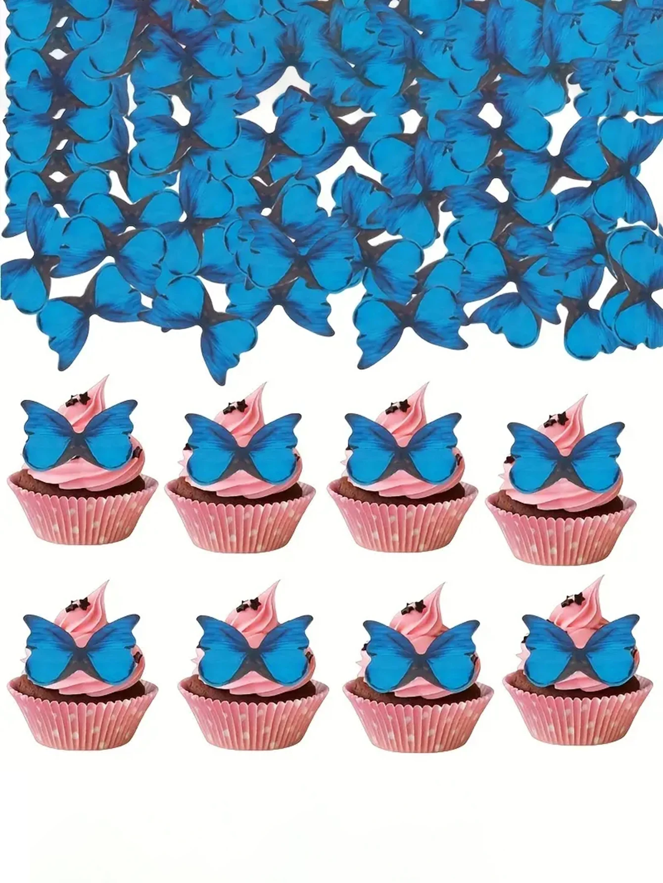 Happy Birthday Romantic Three-dimensional Butterfly Cardboard Insert Baking Dessert Blue Butterfly Birthday Cake Decoration