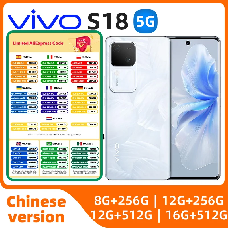 

VIVO S18 5g SmartPhone Snapdragon7 gen3 6.78inch 120HZ Screen 50MP+50MP Camera 5000mAh 80W Original Android Used Phone