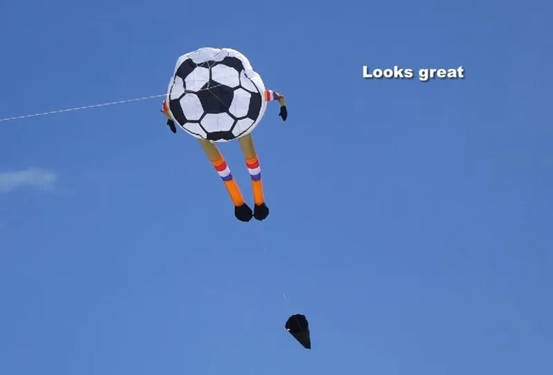 Frete grátis 2m grandes pipas de futebol voando polvo carretel de pipa ripstop náilon kevlar parapente diversão ao ar livre esportes pipa spinner