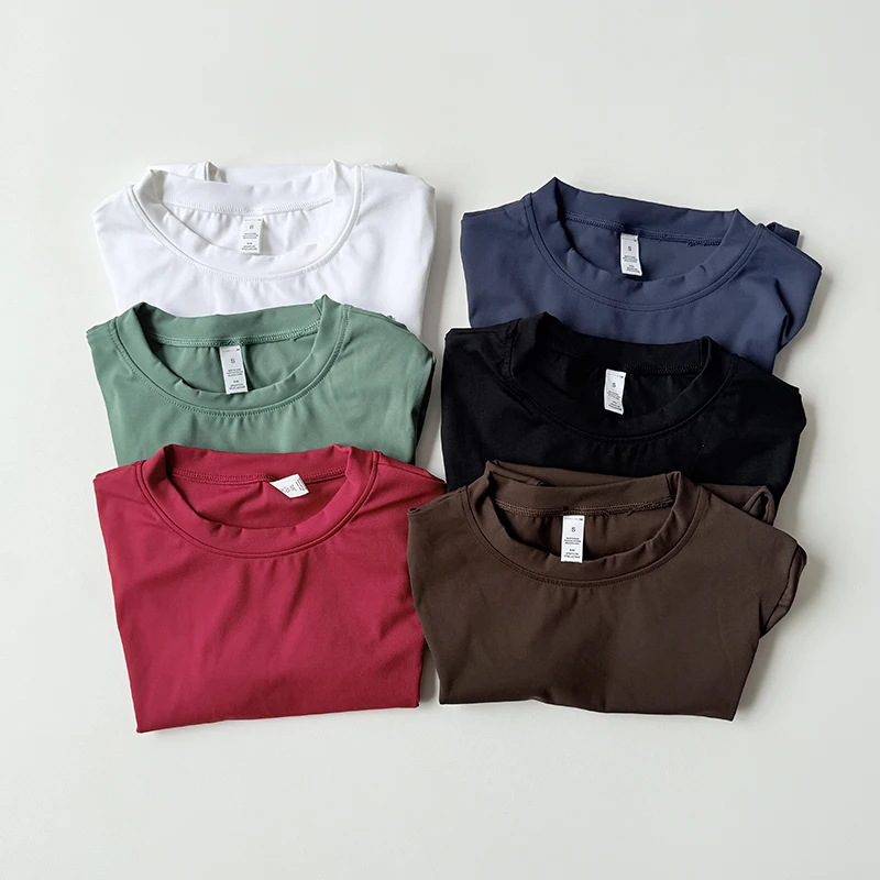 Damen-T-Shirt in Unifarbe, atmungsaktiv, kurzärmelig, mit Rundhalsausschnitt, ideal für sportliche Aktivitäten, modisches Freizeit-T-Shirt für das Fitnessstudio, zum Laufen und für den täglichen Gebrauch. – Detail 8