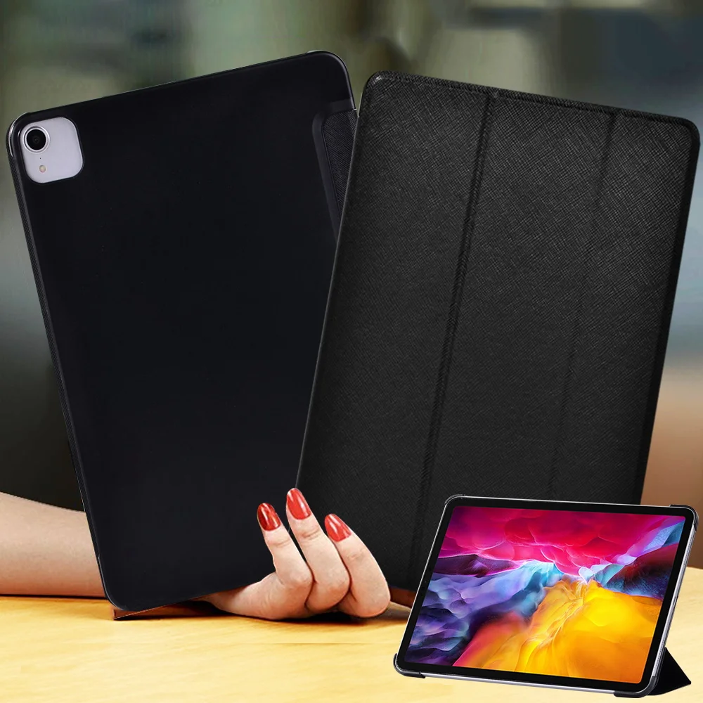 

Tablet Case for Apple IPad Air 4 10.9" (2020)/Pro 11" (2018/2020) Smart Sleep Wake Leather Stand Trifold Cover Case + Stylus