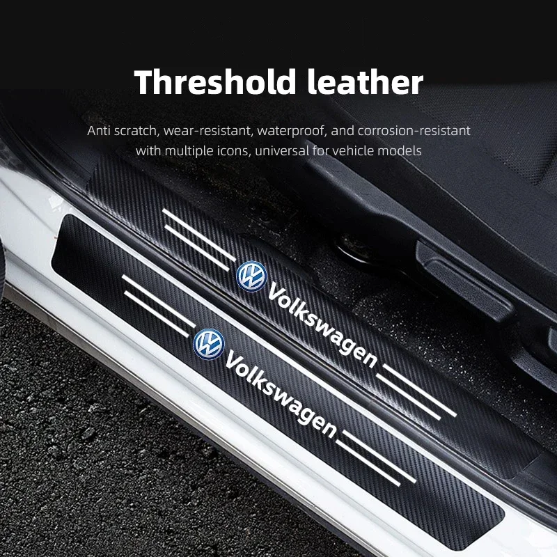 

5Pcs Carbon Fiber Car Threshold Sticker Door Anti Scratch Decals For VW GTI Polo Golf Passat Tiguan Arteon Touareg Taigo Caddy