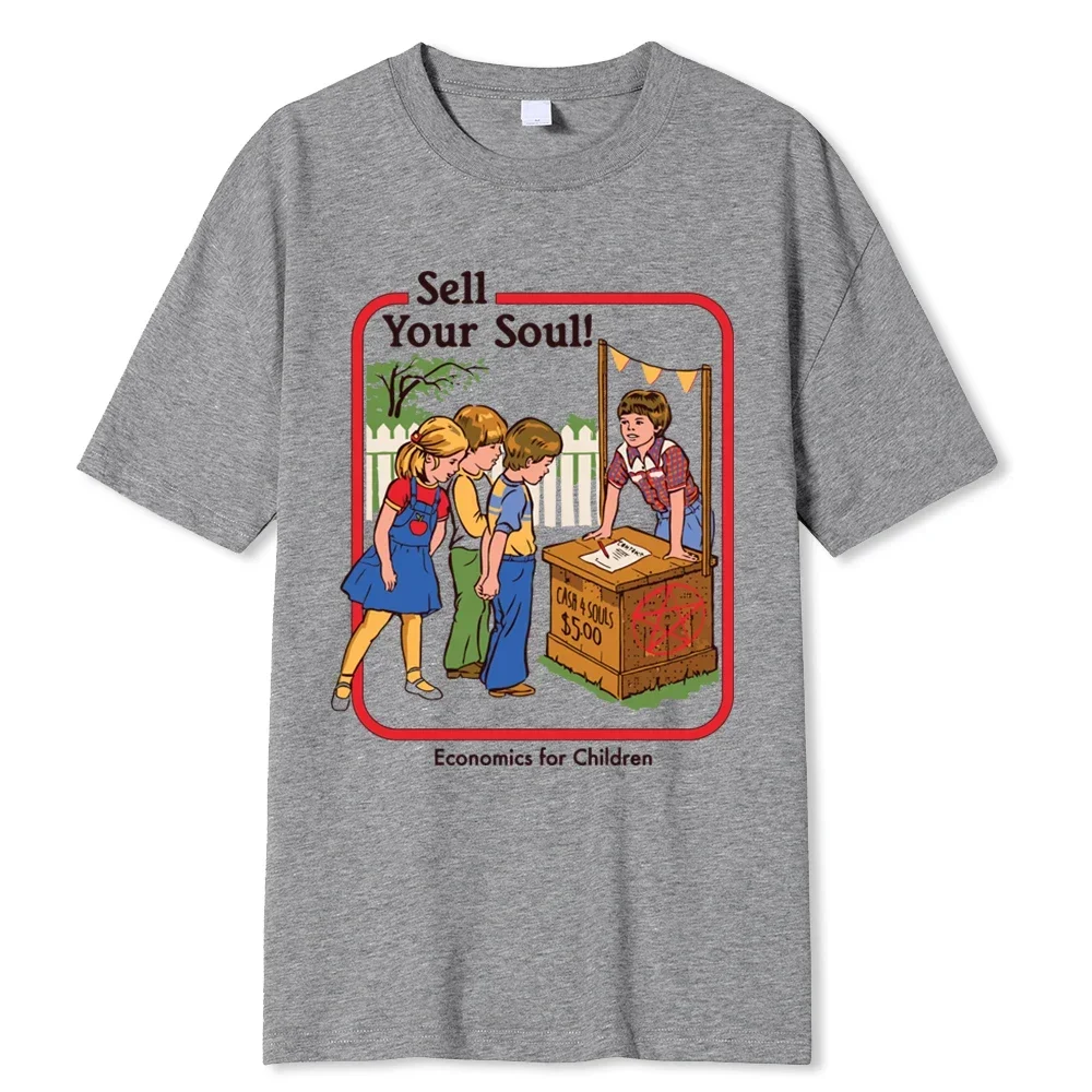 Horror Comic Series Sell Your Soul Economy Kids T-Shirts Men's Fashion T-Shirts Loose Cotton Tees Street T-Shirts