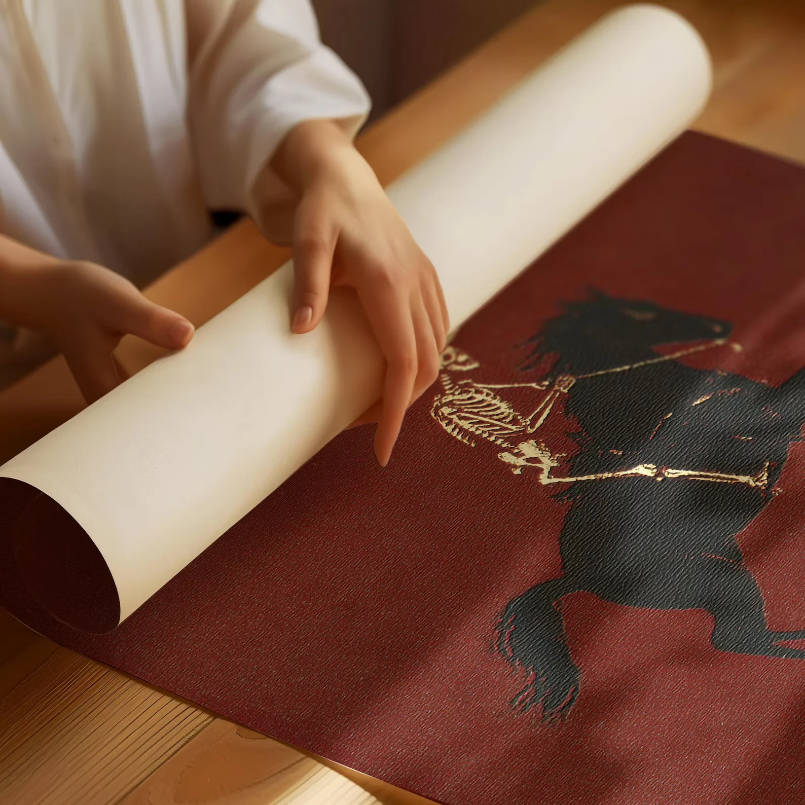 Ilustrasi Koboi Kerangka Cetak Bronco Menggoyang-goyangi Kuda Dekorasi Dinding Gotik Poster Kuda Seni Unik Poster Barat Seni Rodeo Retro Cowgi