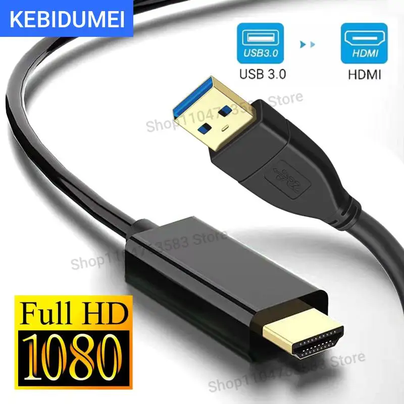 1.8M USB 3.0 To HDMI-compatible Cable USB 3.0 HDMI- Converter 1080P Projector Video Monitor Cable for Laptop PC Projector