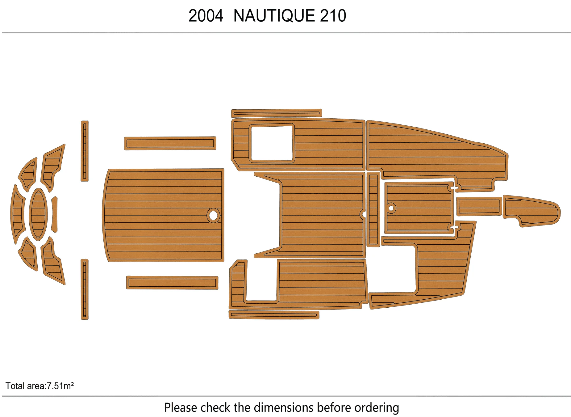 Non-Slip EVA Faux Teak Marine Mat Self-Adhesive 6mm Yacht Cockpit Pad for 2004 Nautique 210 Boat Decking Easy Install
