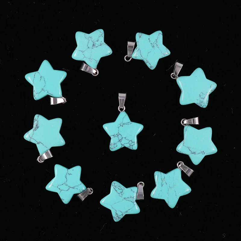 Fubaoying 25 Pieces Natural Stone Quartz Star Charm Pendant 10