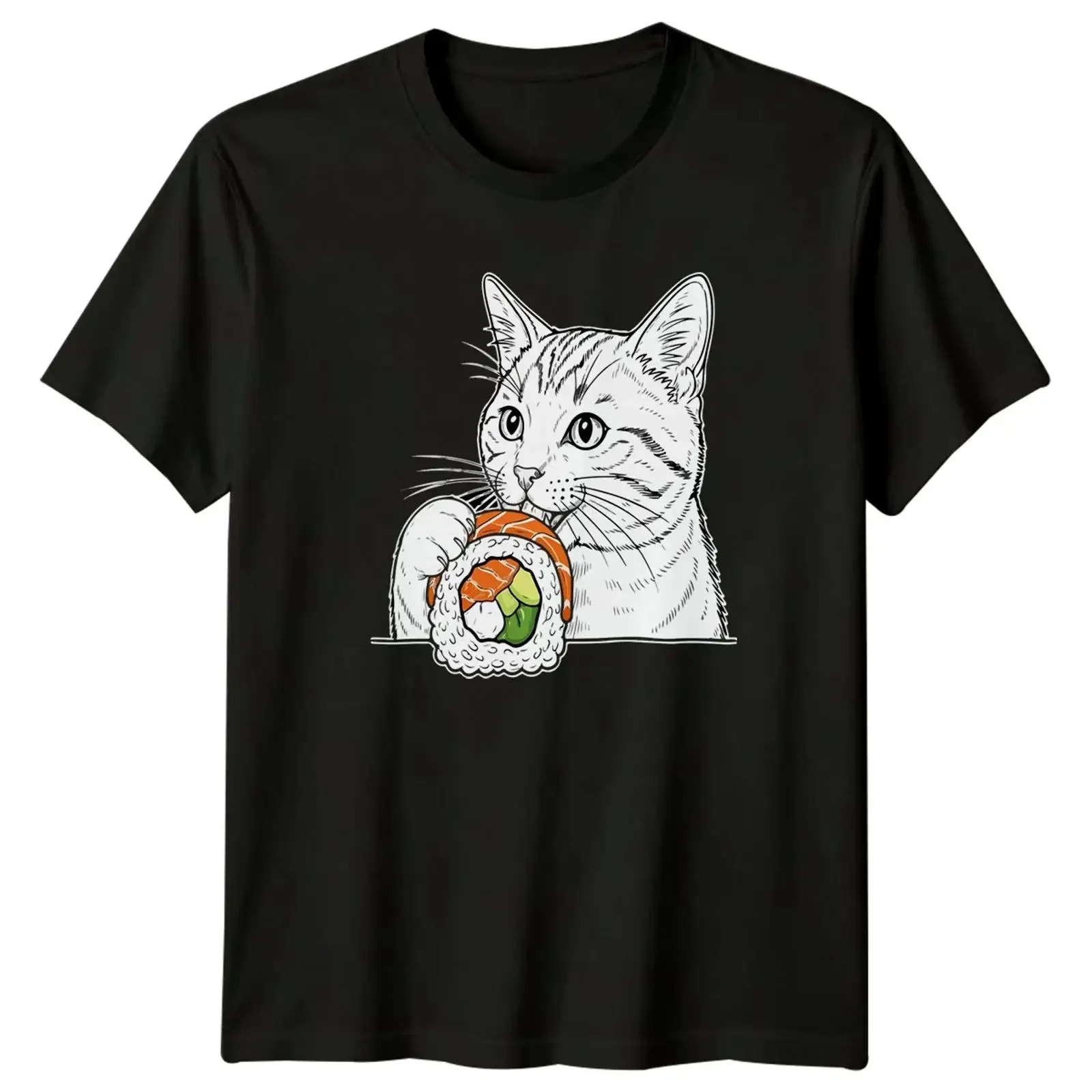 T-Shirt Sushi Katzenfutter Liebhaber japanische Küche Haustierliebhaber Geburtstagsgeschenk Vintage Washed Bequem für Herren