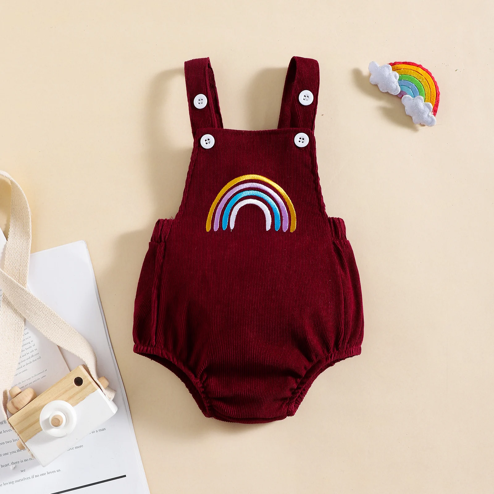 Summer Baby Girl Baby Soft And Comfortable Simple Beautiful Red And Blue Two-Color Rainbow Strap Clothing