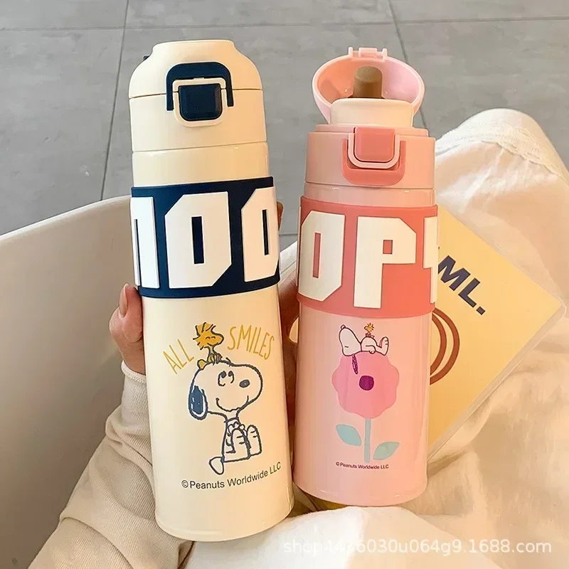 Snoopy Stainless Steel Mug Student Kettle Children's Thermos Fitness Sports Tumblers Holiday Gifts for Boys and Girls Anime