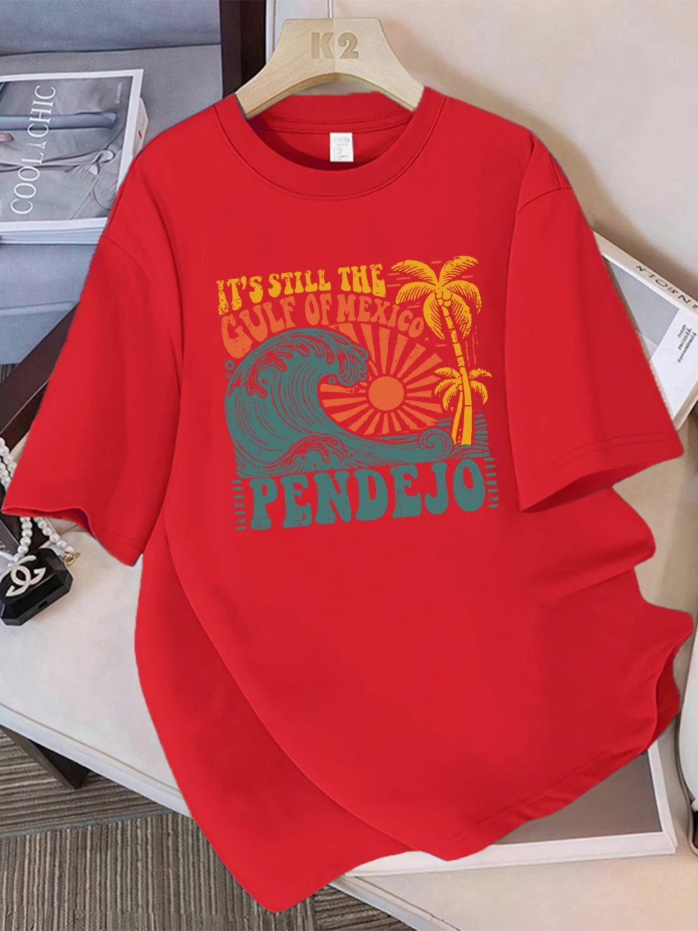 Zomer T-shirts Vrouwen Het Is Nog De Golf Van Mexico Print T-shirt Losse O-hals Zachte Comfortabele Tops Straat Vrouw Kleding Y2K