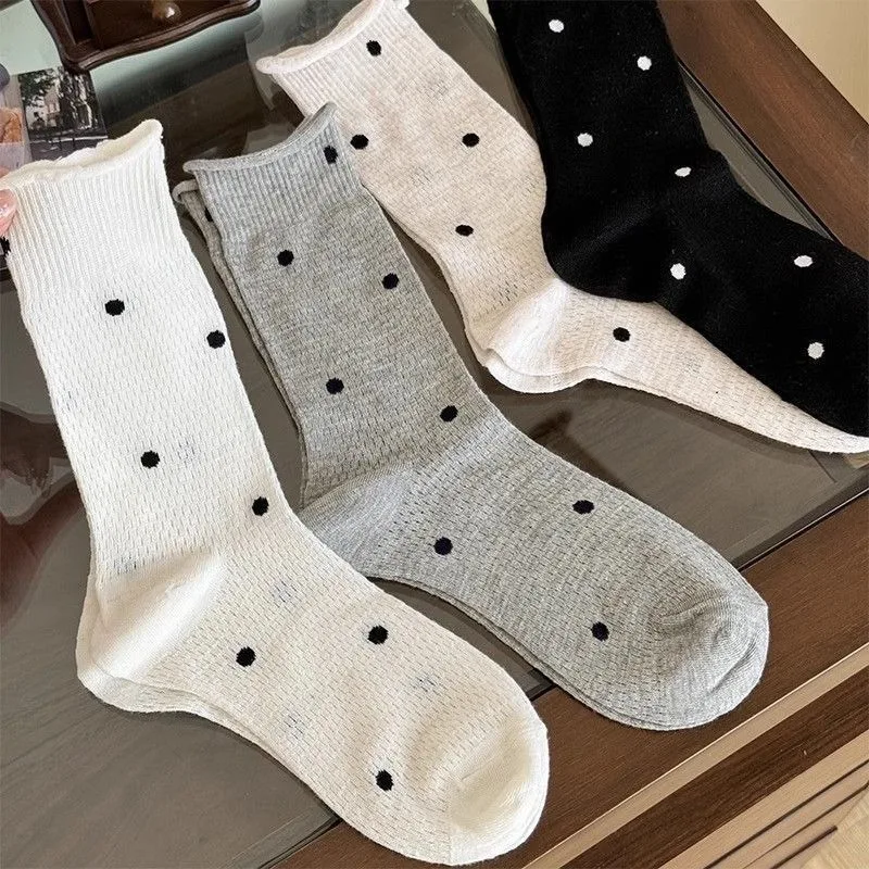 4 pairs of  tube socks for spring summer thin versatile sweat absorbing odor proof comfortable women's socks