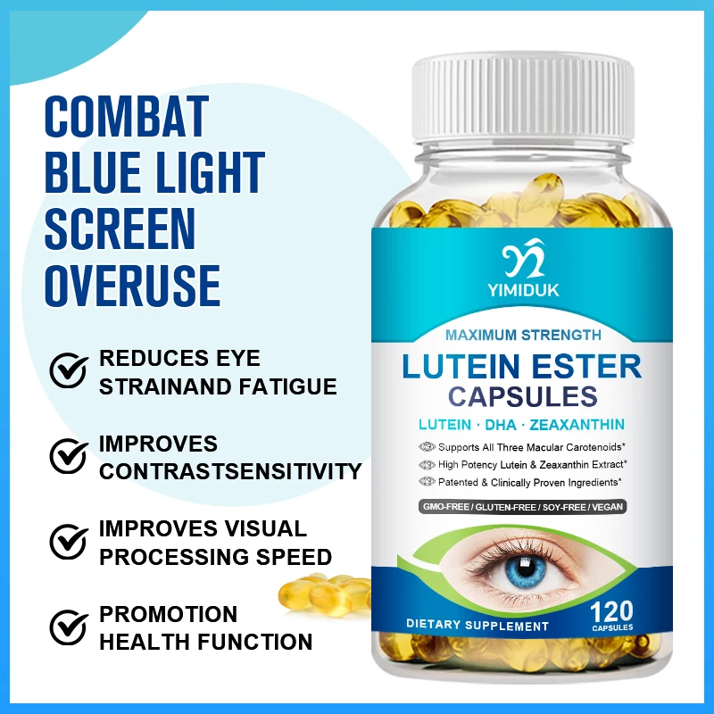 Lutein Ester Capsules Contains Zinc, Vitamins C, E, Zeaxanthin Helps Protect Eye Health Reduce Eye Strain Vision Care